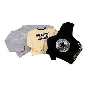 Kids Graphic Sweatshirts Trio - Black, Cream, Gray CrewCuts, Zara, Converse 8-10